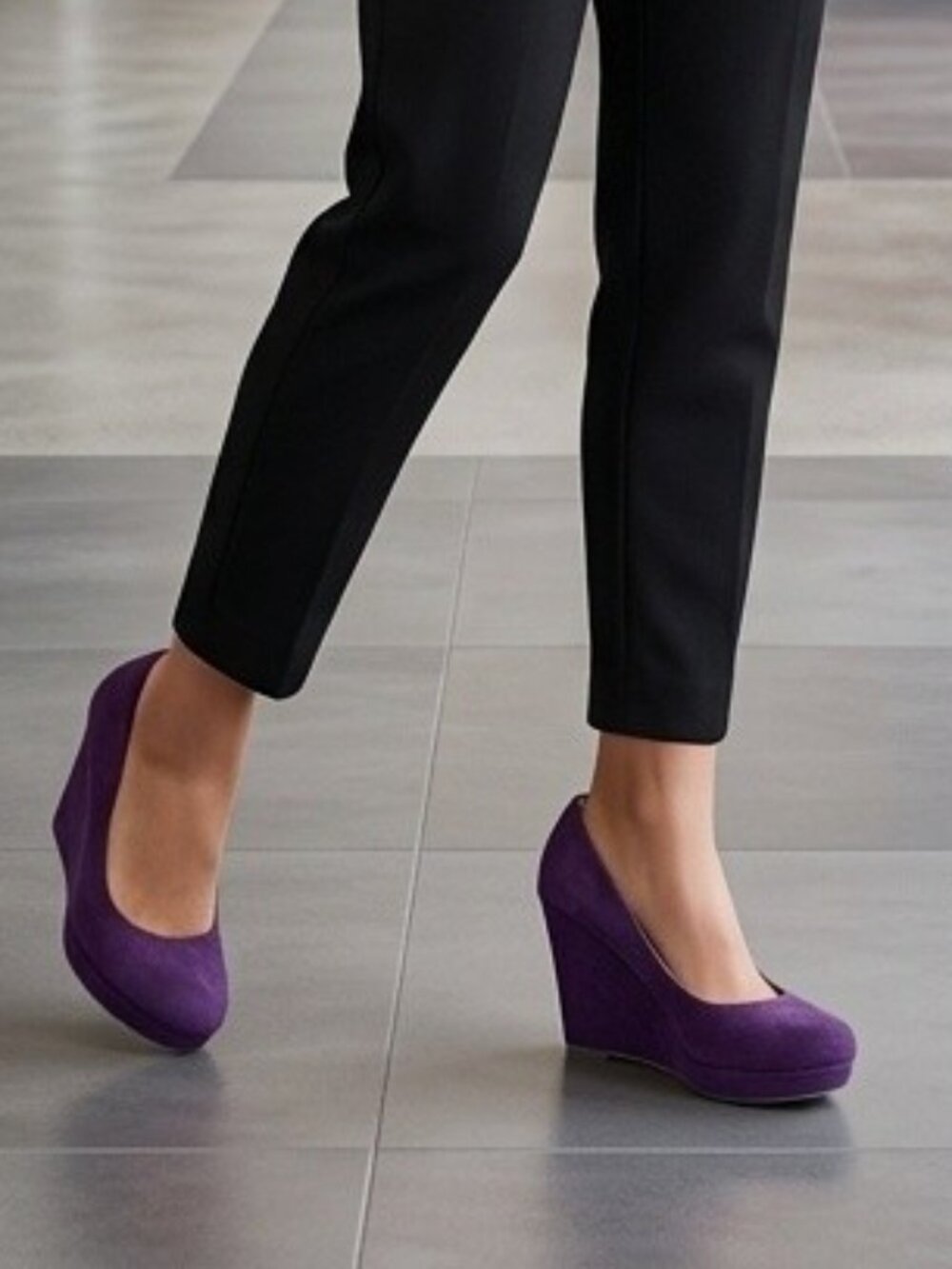 Women's New Platform Wedge Shoes Suede High Heel Size 7 Purple